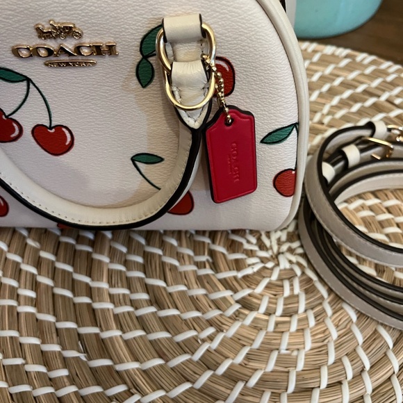 Coach Cherry Print Mini Bag in White - Picture 12 of 16